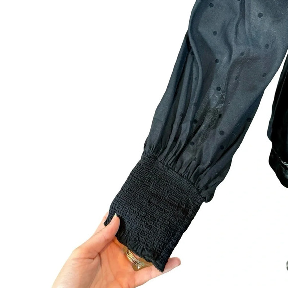 THE GREAT. The Portrait Tulle-Trimmed Flocked Cotton-Blend Voile Smocked Blouse - Picture 11 of 16